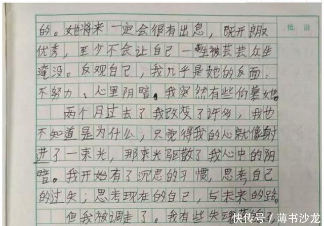 小学6年级作文把暗恋写成正能量,网友:你真是