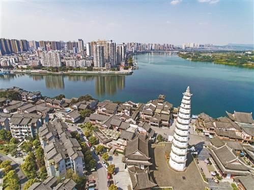 合川城区在三江交汇处.记者 谢智强 摄