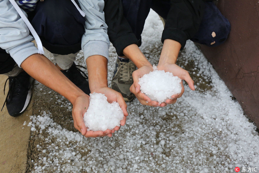 高清:黑河遭遇冰雹雨 南方游客坦言小城不大,