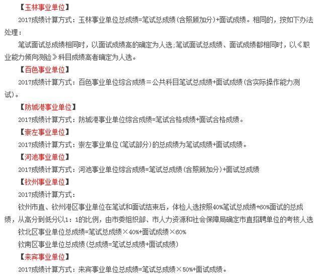 从广西各地事业单位考试成绩计算方式告诉你