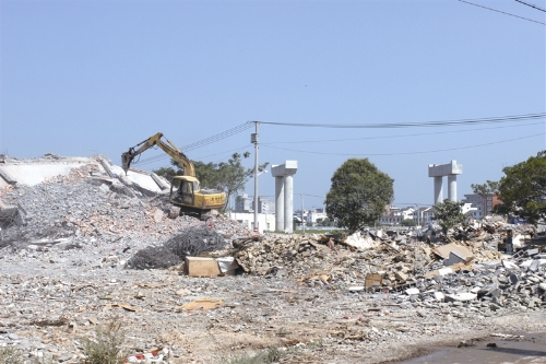 图为乐清南陈岙村房屋拆迁现场