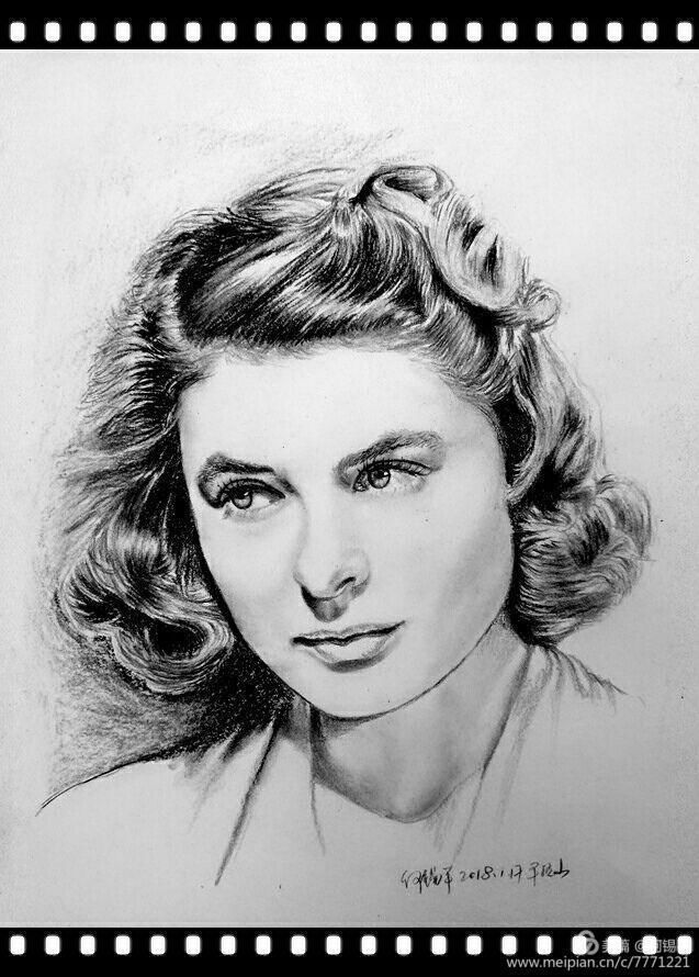 碳铅素描作品3(20位外国电影明星肖像)