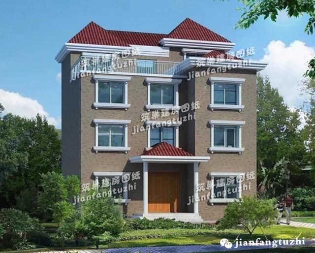 占地100平方米四层农村自建房别墅设计,四代同