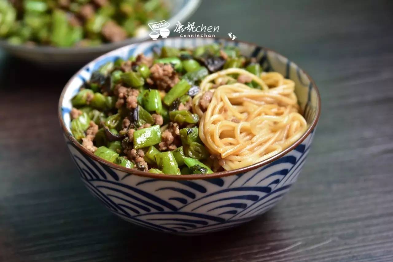 四季豆橄榄油肉末拌面 这碗面有肉有菜有滋味