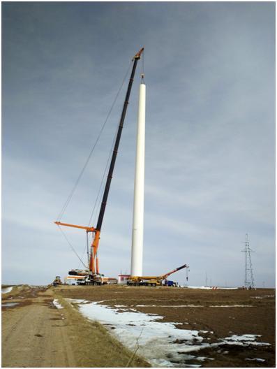 中联重科qay2000在陕西定边风电施工现场.