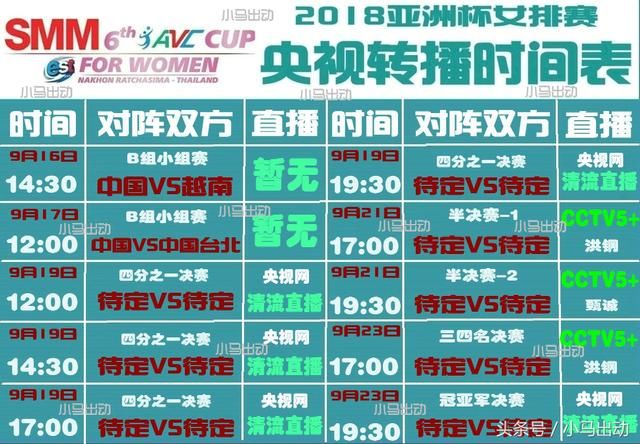 女排亚洲杯明天开战,央视直播时间表出炉,中国
