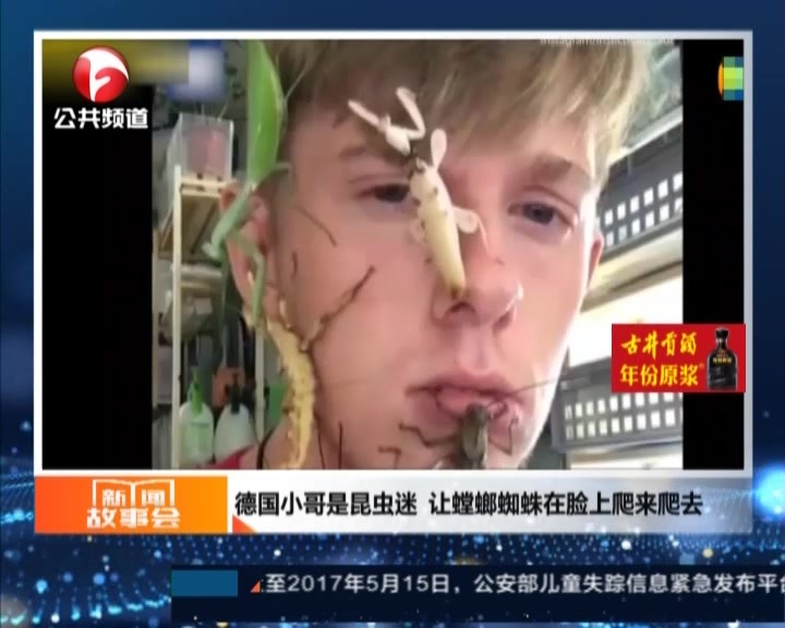 德国小哥是昆虫迷  让螳螂蜘蛛在脸上爬来爬去