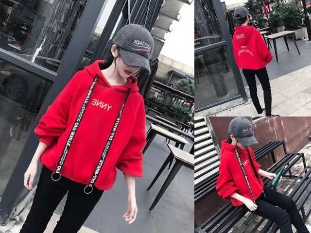 连帽红卫衣搭配这3种裤子,不仅显瘦还时尚!