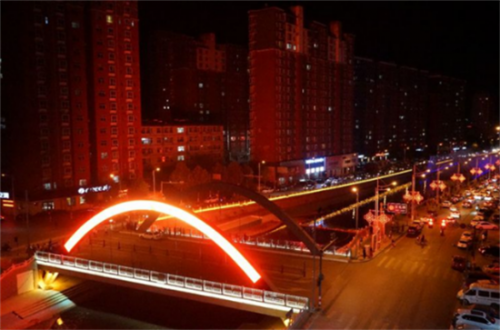 晋中市灵石县静升河音乐喷泉投入使用