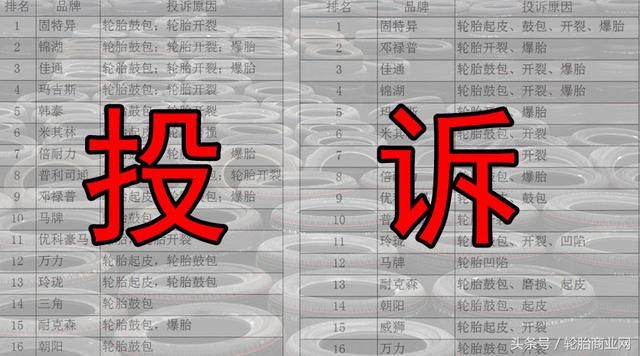 2017轮胎投诉排行榜
