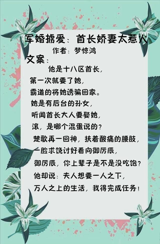 推荐五本高质量高干军婚小说,执子之手与子偕