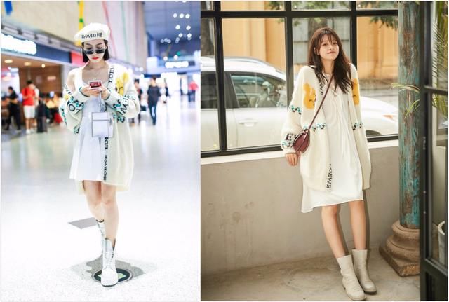 宋茜撞衫孙怡,同是短裙配针织开衫却惨败,画风