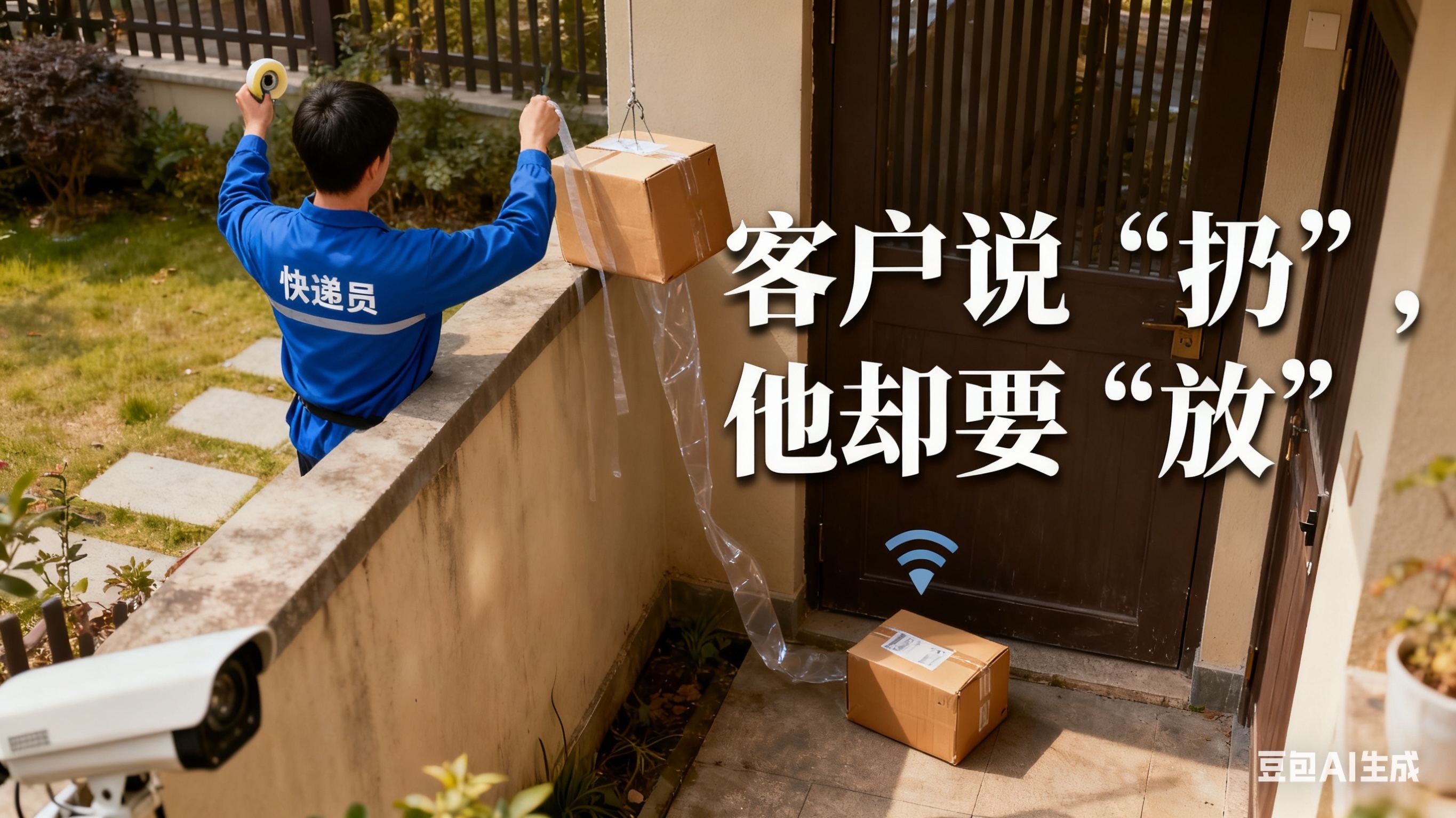 快递小哥胶带“空投”包裹！一分钟操作让网友破防