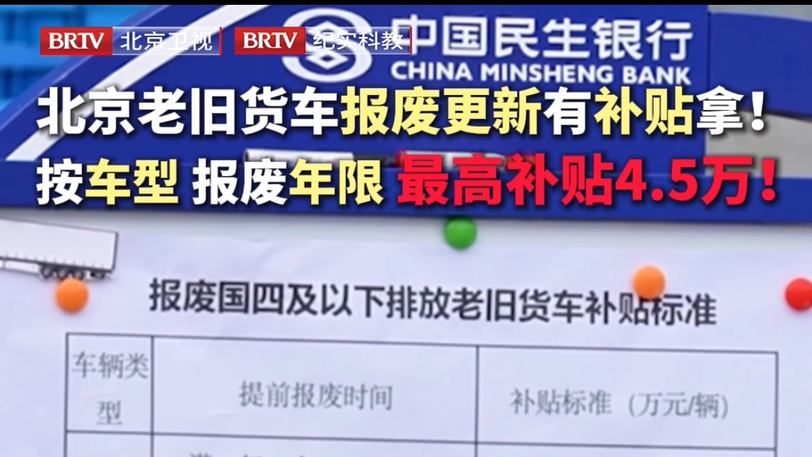 北京老旧货车报废更新有补贴拿! 北京老旧货车报废更新有补贴拿!