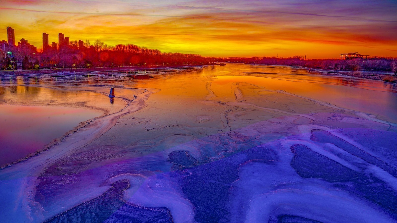 朝霞染色 运河绘彩 五彩的北京城市副中心 朝霞染色 运河绘彩 五彩的北京城市副中心