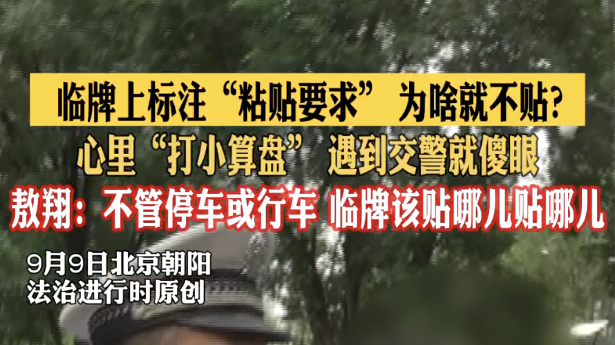 临牌上标注“粘贴要求”为啥就不贴  心里“打小算盘”遇到交警就傻眼