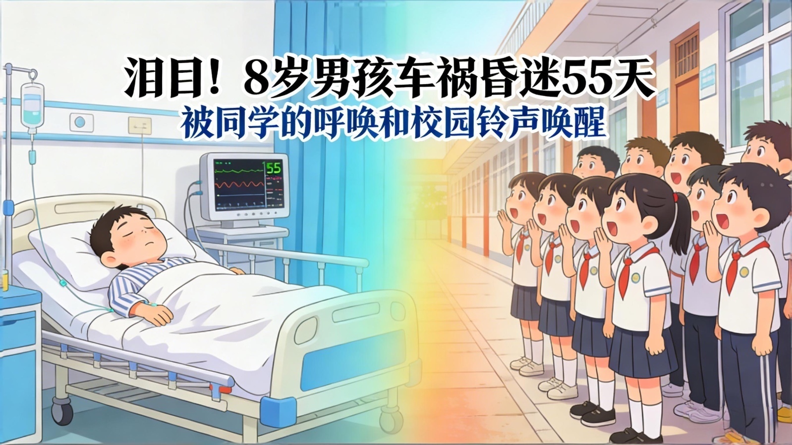 泪目！8 岁男孩车祸昏迷 55 天