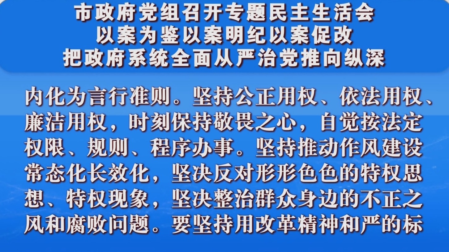 市政府党组召开专题民主生活会