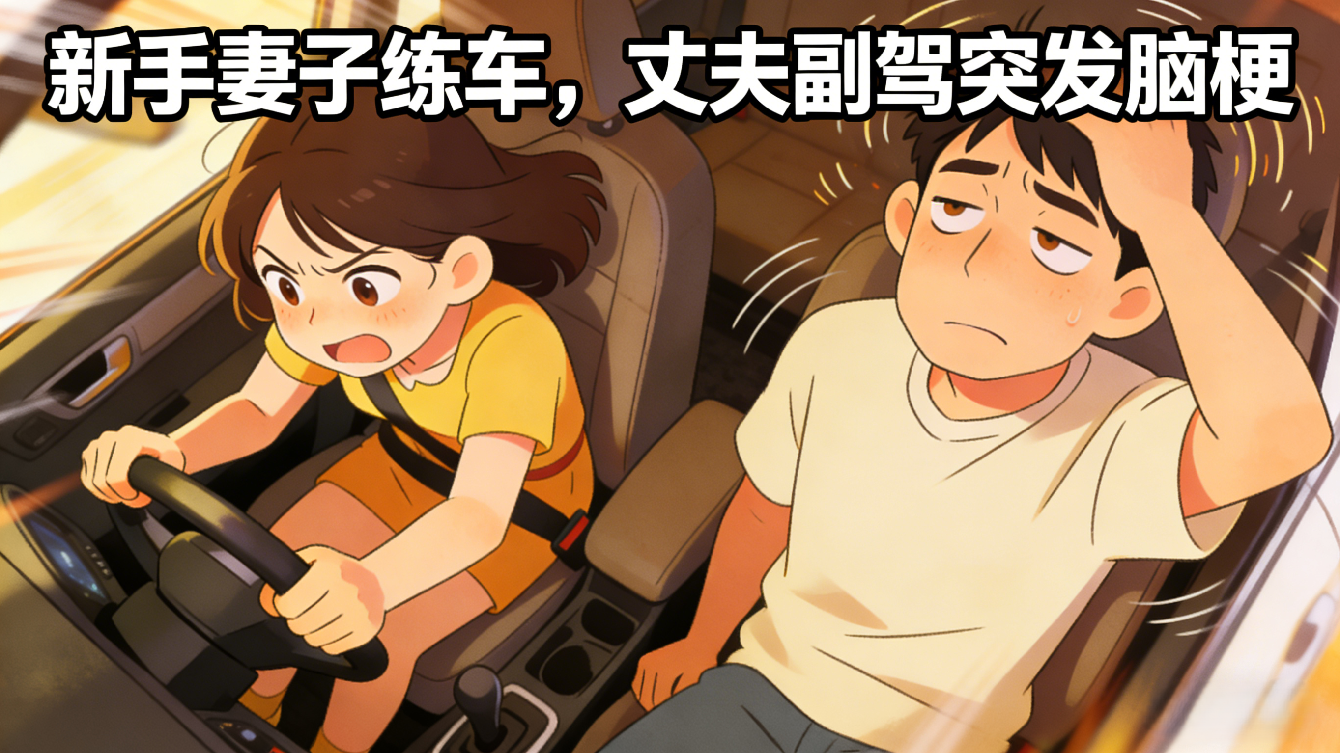 新手妻子练车,丈夫副驾突发脑梗 新手妻子练车,丈夫副驾突发脑梗