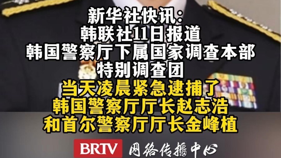 韩国警察厅厅长和首尔警察厅厅长被逮捕