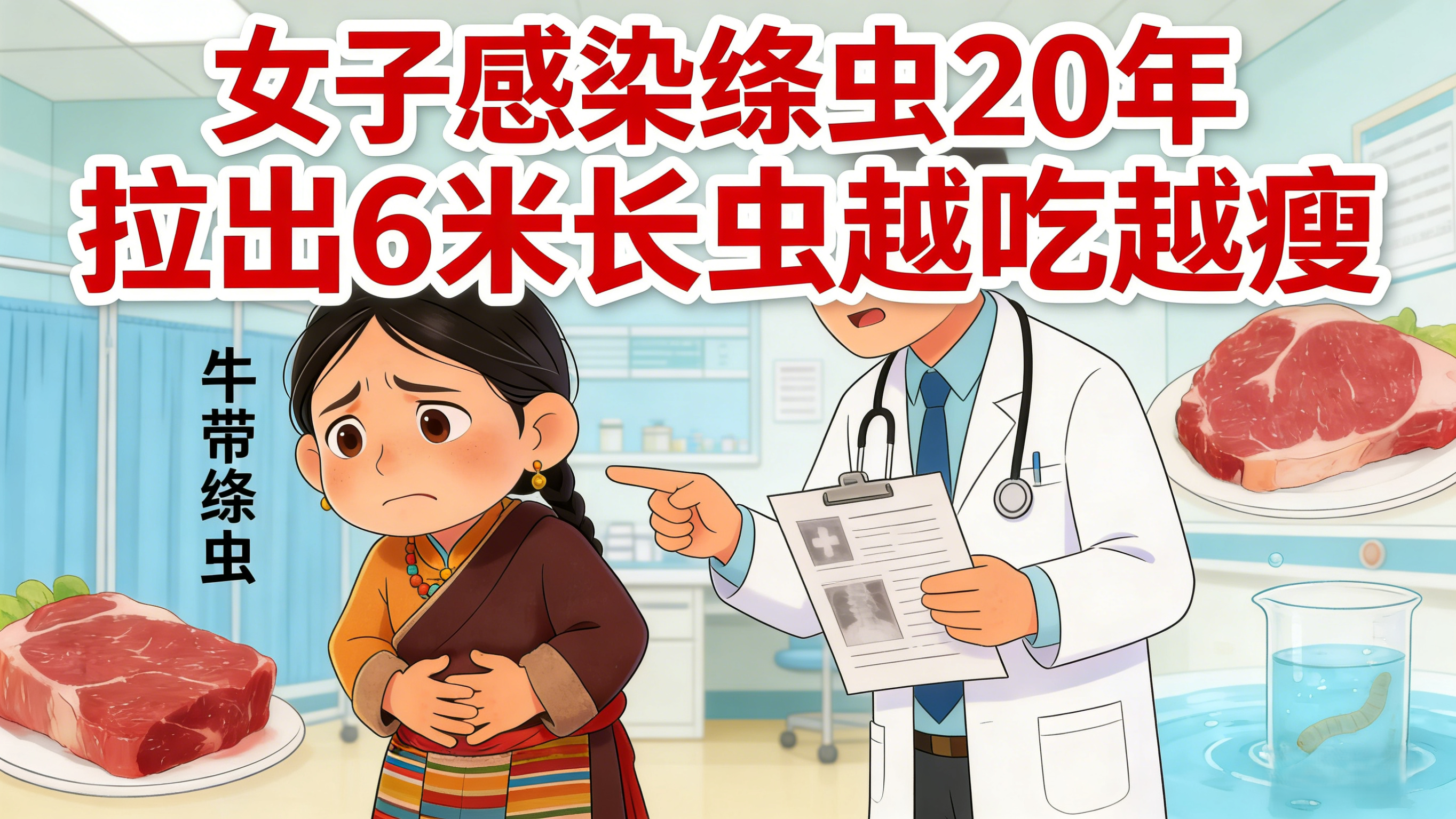 女子感染绦虫20年，拉出6米长虫越吃越瘦