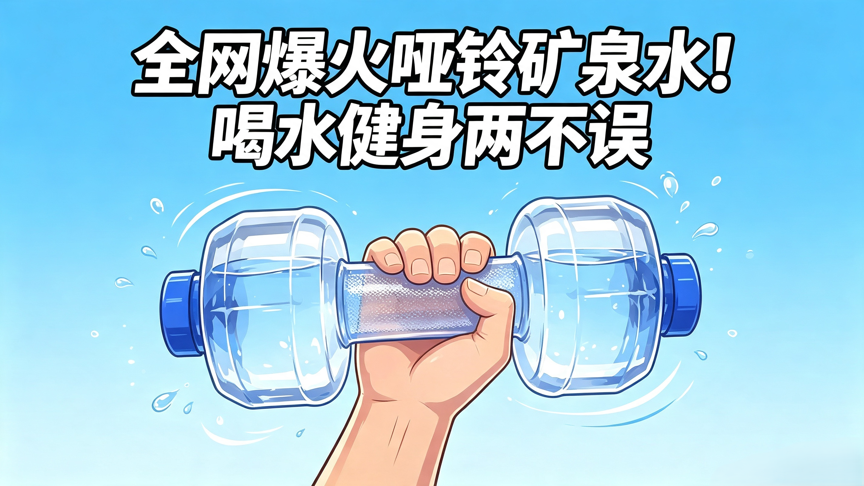 全网爆火哑铃矿泉水！喝水健身两不误