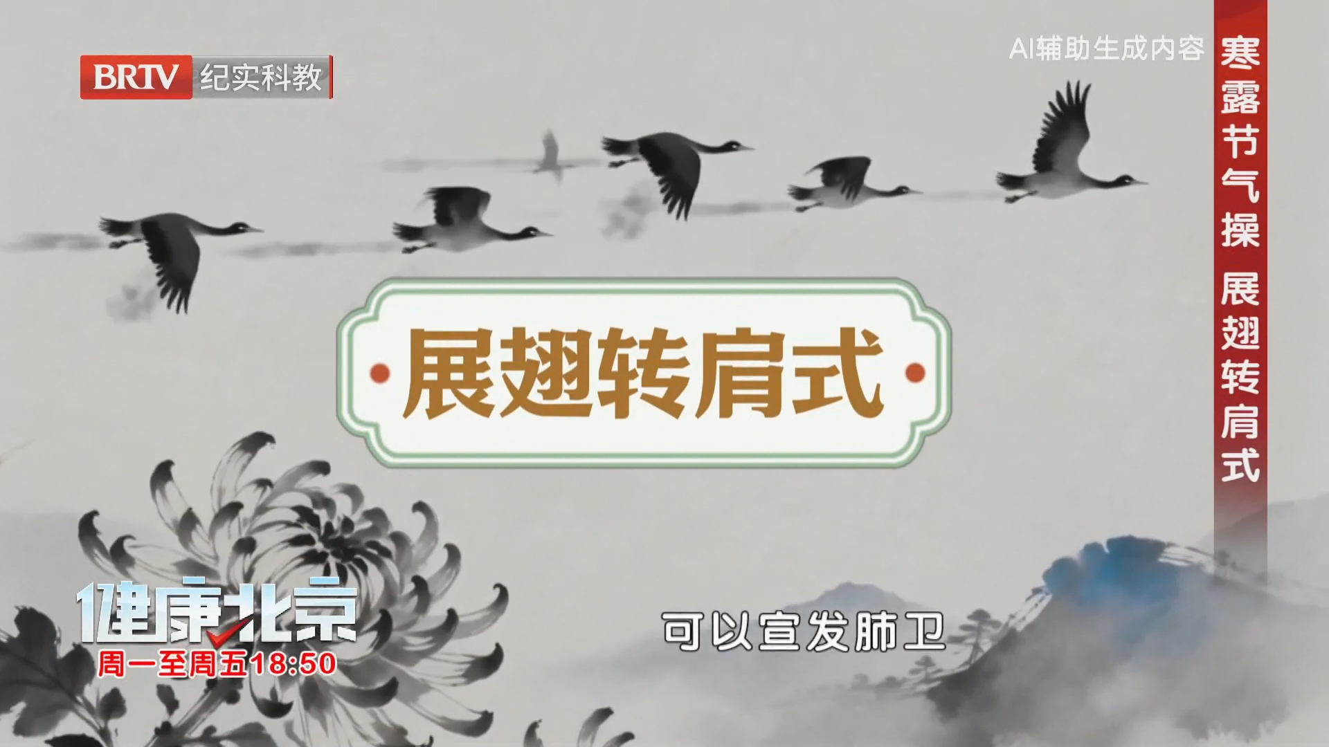寒露节气操 展翅转肩式