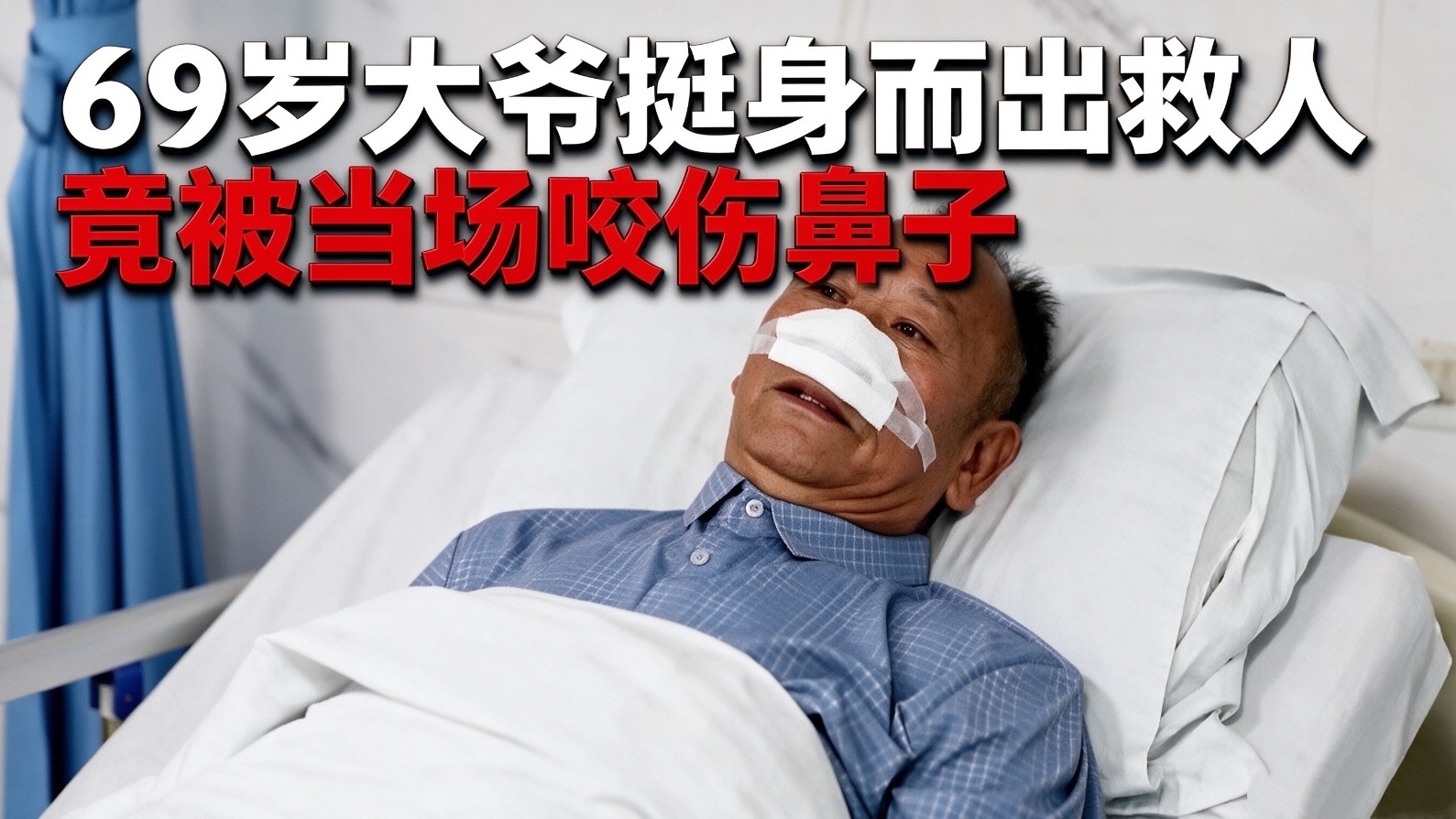 69岁大爷挺身而出救人 竟被当场咬伤鼻子 69岁大爷挺身而出救人 竟被当场咬伤鼻子