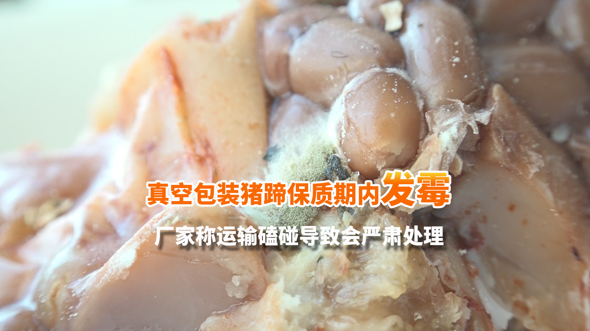 真空包装的猪蹄保质期内竟发霉 厂家回应称运输磕碰导致会严肃处理