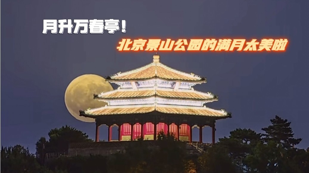 月升万春亭！北京景山公园的满月太美啦