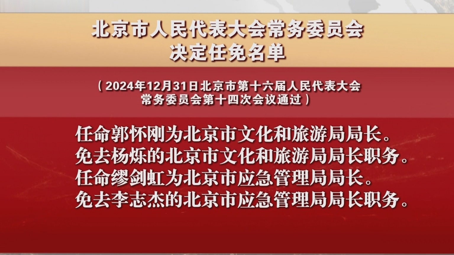 北京市人民代表大会常务委员会决定任免名单 北京市人民代表大会常务委员会决定任免名单