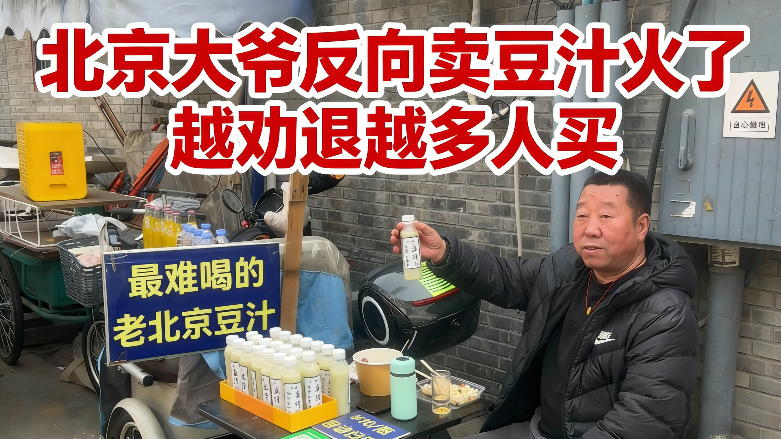 北京大爷反向卖豆汁火了,越劝退越多人买 北京大爷反向卖豆汁火了,越劝退越多人买